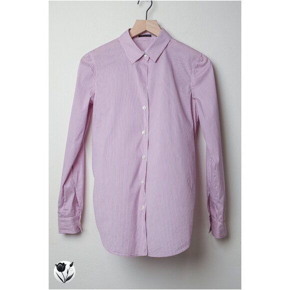Theory Women’s Button Up Shirt Size S Lilac White Striped Long Sleeve Blouse - Picture 1 of 13